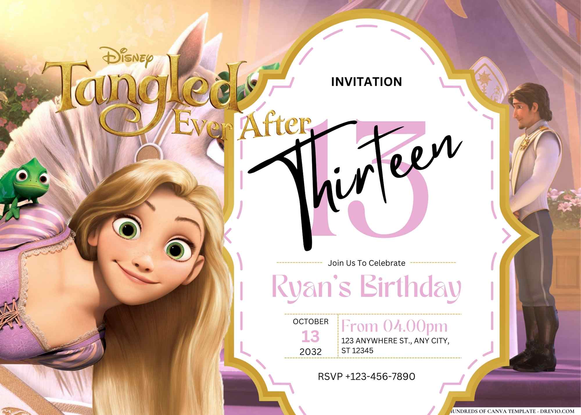 FREE Editable Tangled Ever After Birthday Invitation