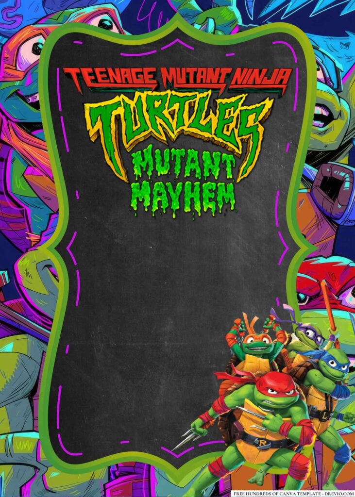 FREE Teenage Mutant Ninja Turtles Mutant Mayhem Birthday Canva Templates 12