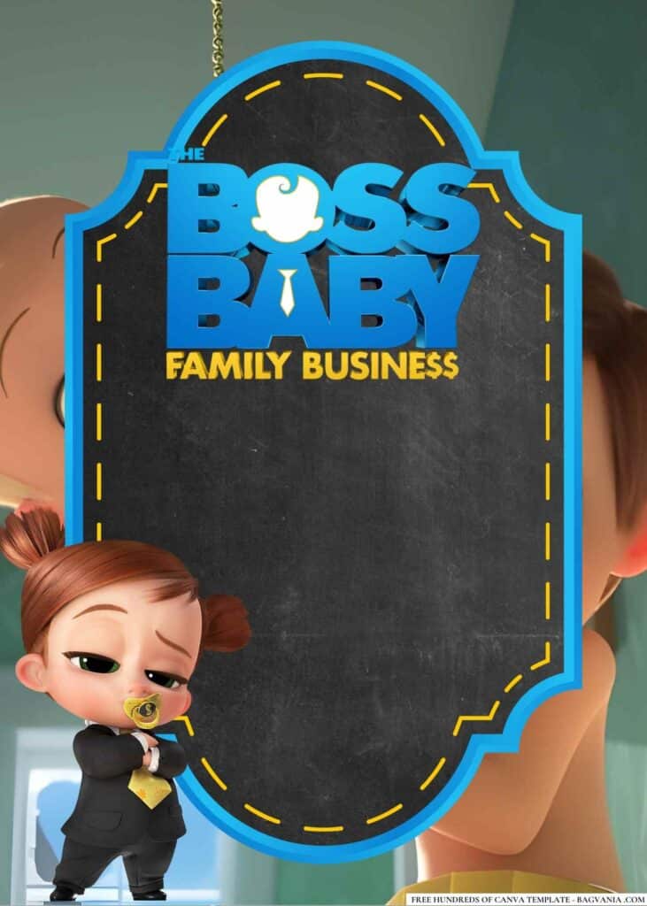 FREE The Boss Baby Family Business Baby Shower Canva Templates 8