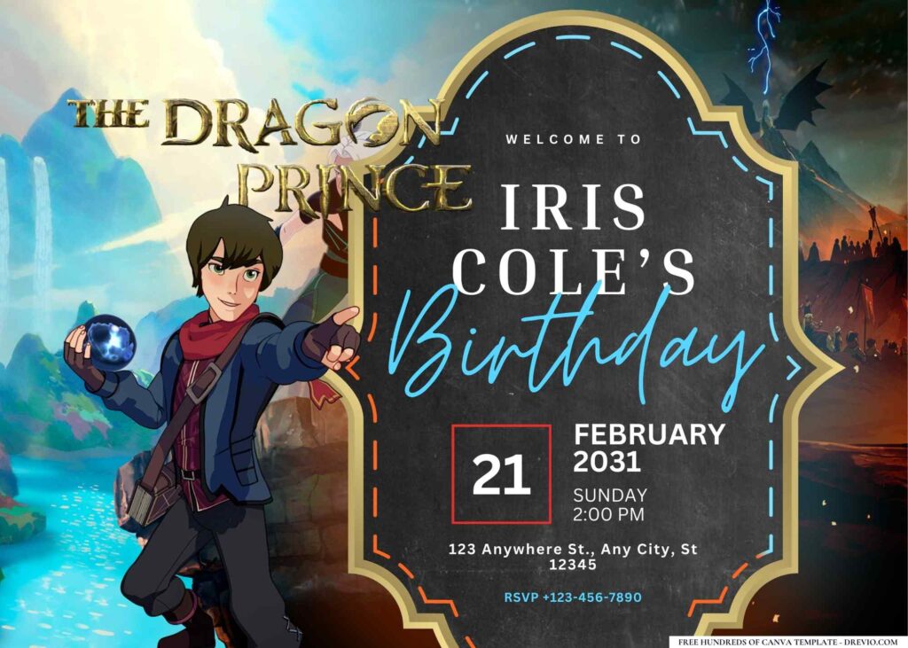 FREE Editable The Dragon Prince Birthday Invitations