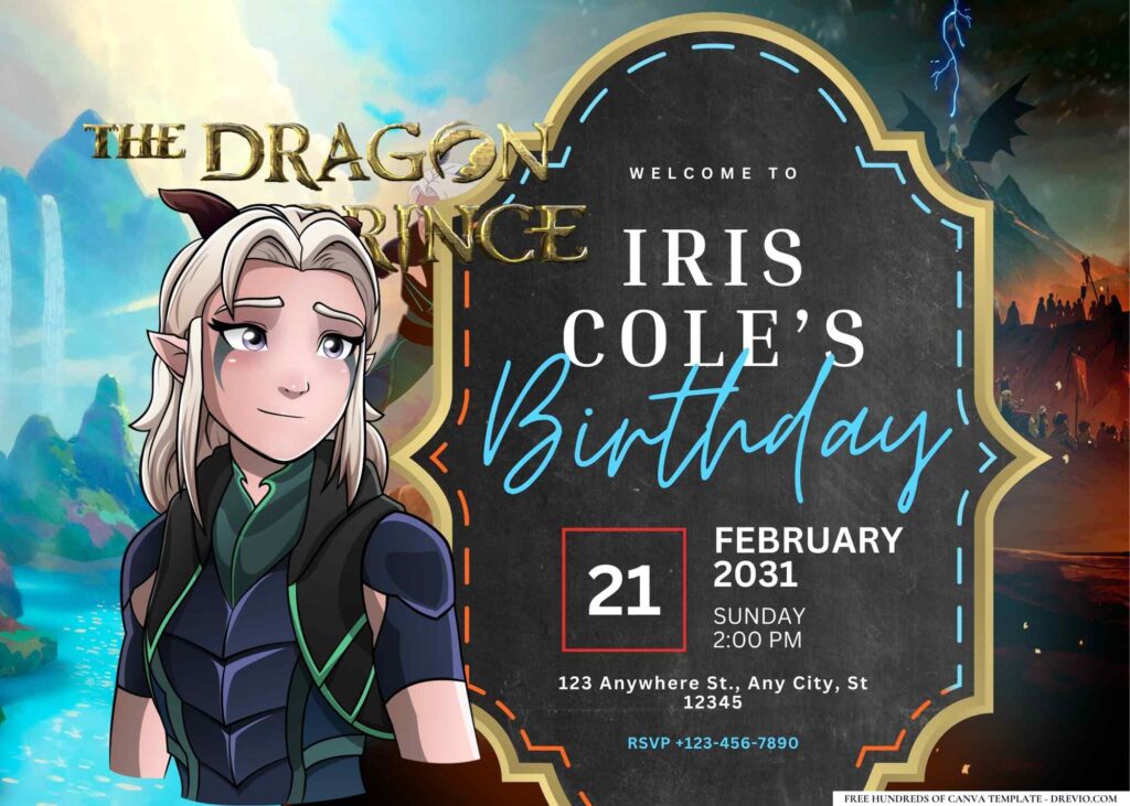 FREE Editable The Dragon Prince Birthday Invitations