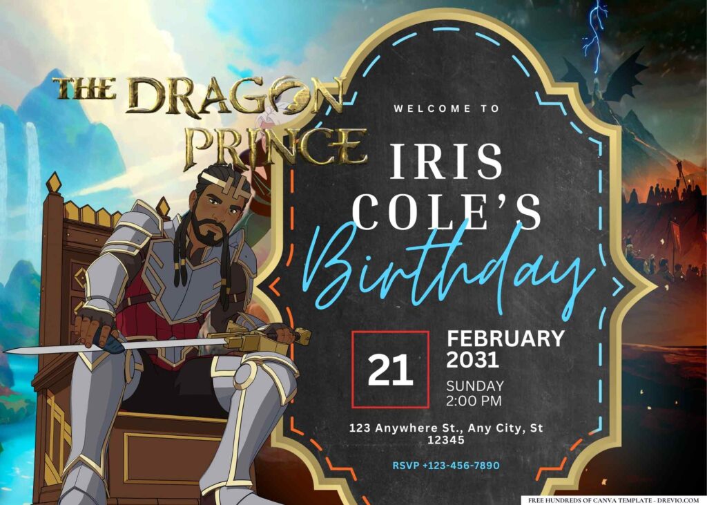 FREE Editable The Dragon Prince Birthday Invitations
