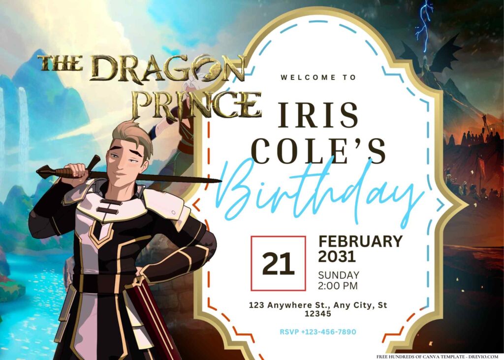 FREE Editable The Dragon Prince Birthday Invitations