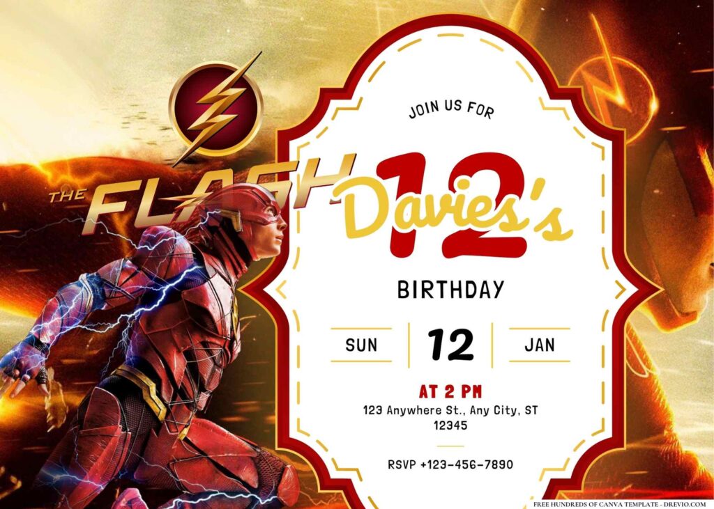 FREE Editable The Flash Birthday Invitation