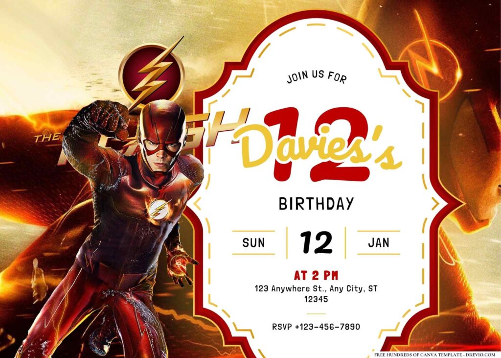 FREE Editable The Flash Birthday Invitation