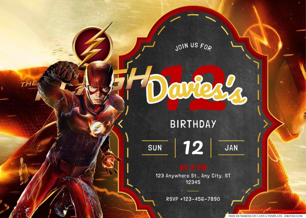 FREE Editable The Flash Birthday Invitation