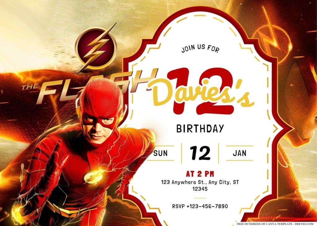 FREE Editable The Flash Birthday Invitation