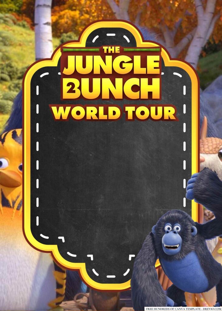 FREE The Jungle Bunch 2 World Tour Birthday Canva Templates 12