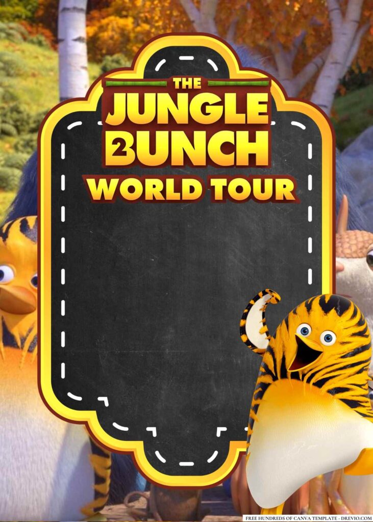 FREE The Jungle Bunch 2 World Tour Birthday Canva Templates 4