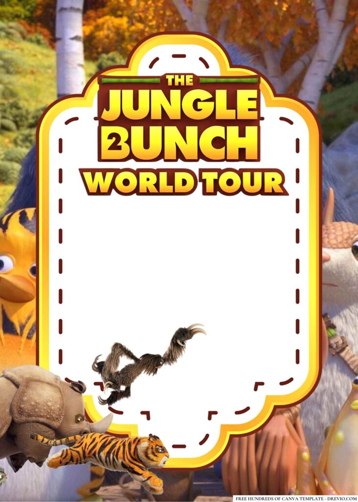 FREE The Jungle Bunch 2 World Tour Birthday Canva Templates 6
