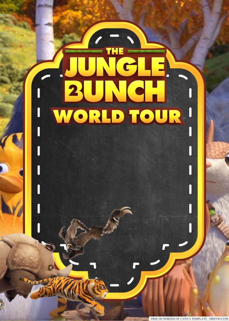 FREE The Jungle Bunch 2 World Tour Birthday Canva Templates 8