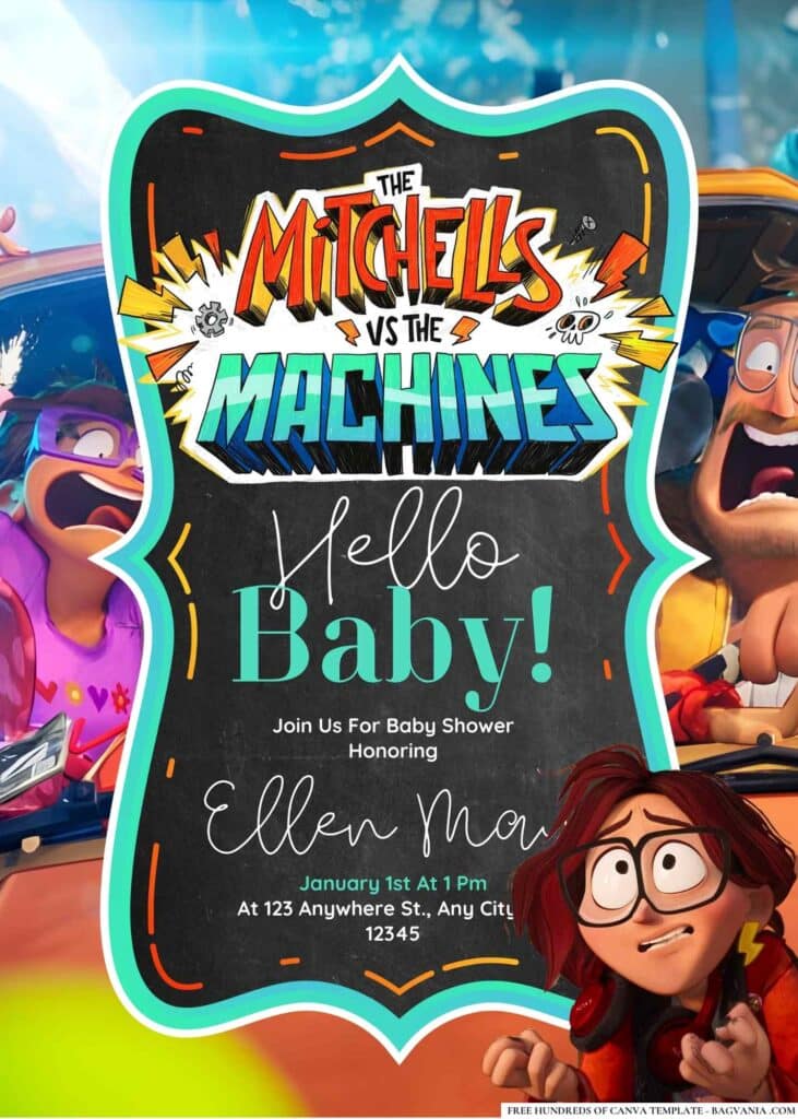 The Mitchells vs. the Machines Baby Shower Invitation