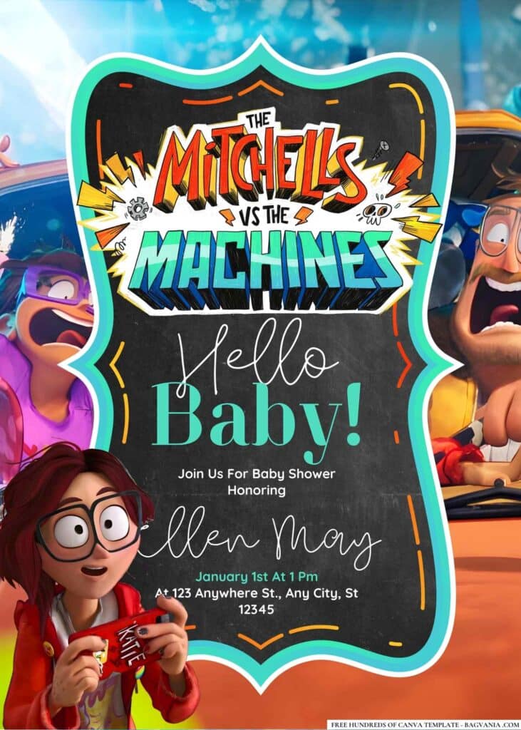 The Mitchells vs. the Machines Baby Shower Invitation