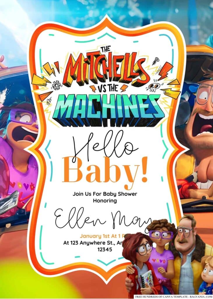The Mitchells vs. the Machines Baby Shower Invitation