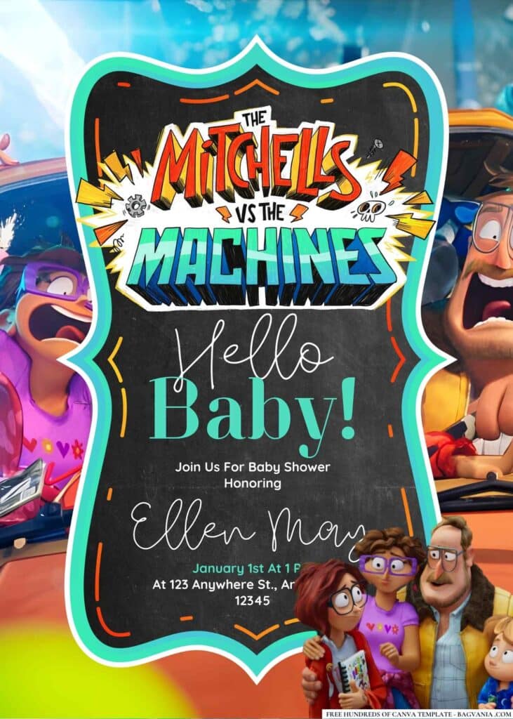 The Mitchells vs. the Machines Baby Shower Invitation