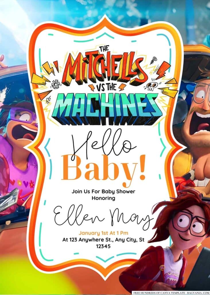 The Mitchells vs. the Machines Baby Shower Invitation