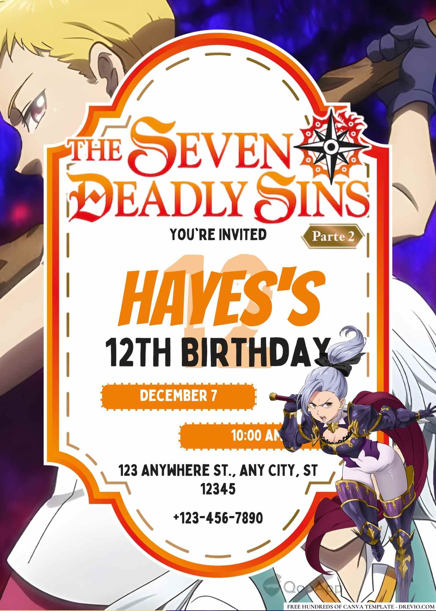 18+ FREE The Seven Deadly Sins Canva Invitation Templates for the Ultimate Anime Birthday Party