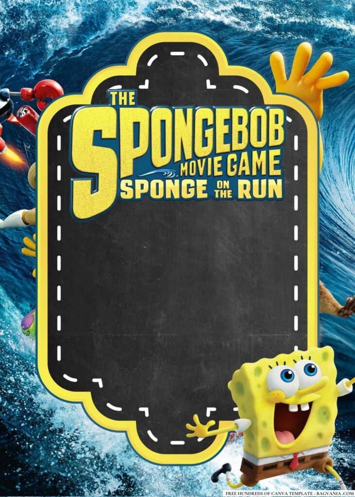 FREE The SpongeBob Movie Sponge Out of Water Baby Shower Canva Templates 4