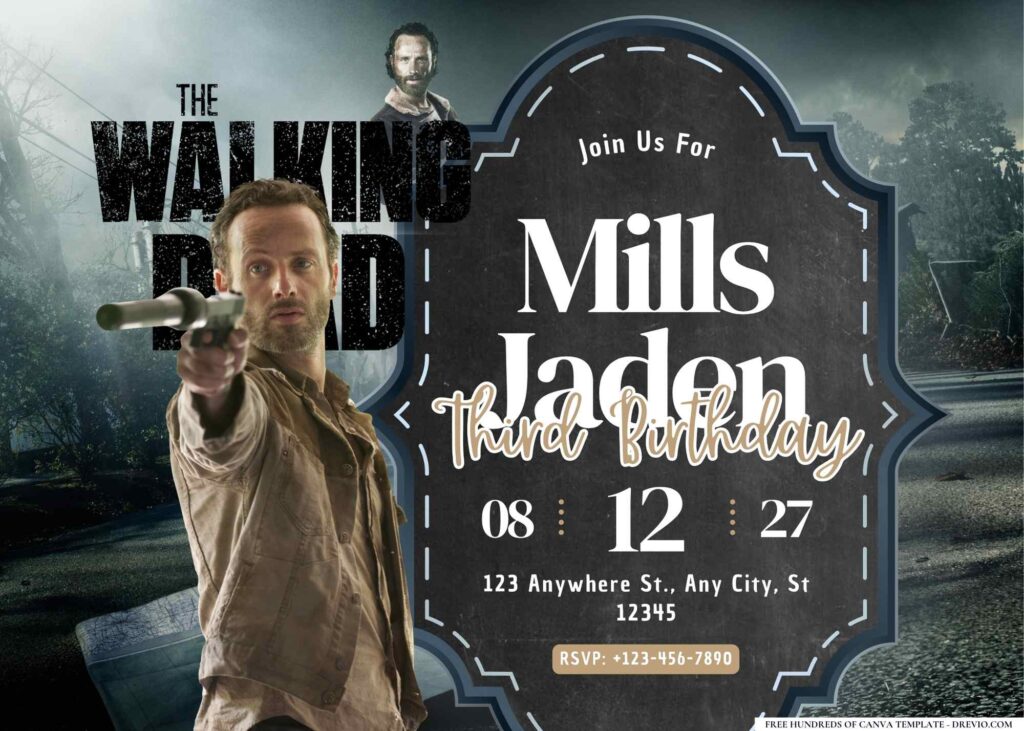 FREE Editable The Walking Dead Birthday Invitation