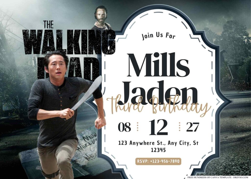 FREE Editable The Walking Dead Birthday Invitation