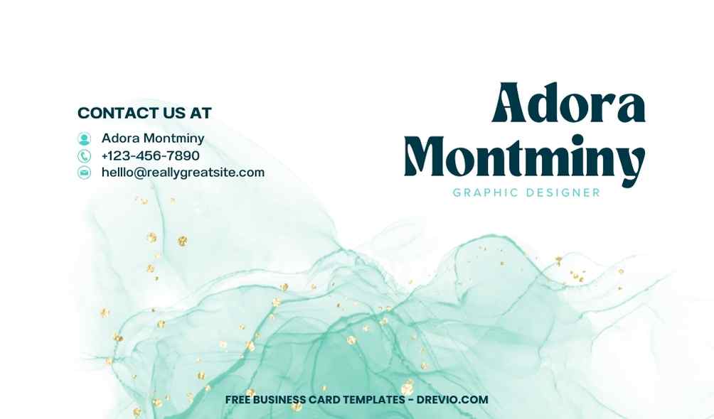 FREE Editable Turquoise ink Business Card Design