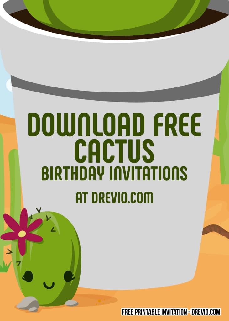 FREE Editable Cactus Birthday Invitation