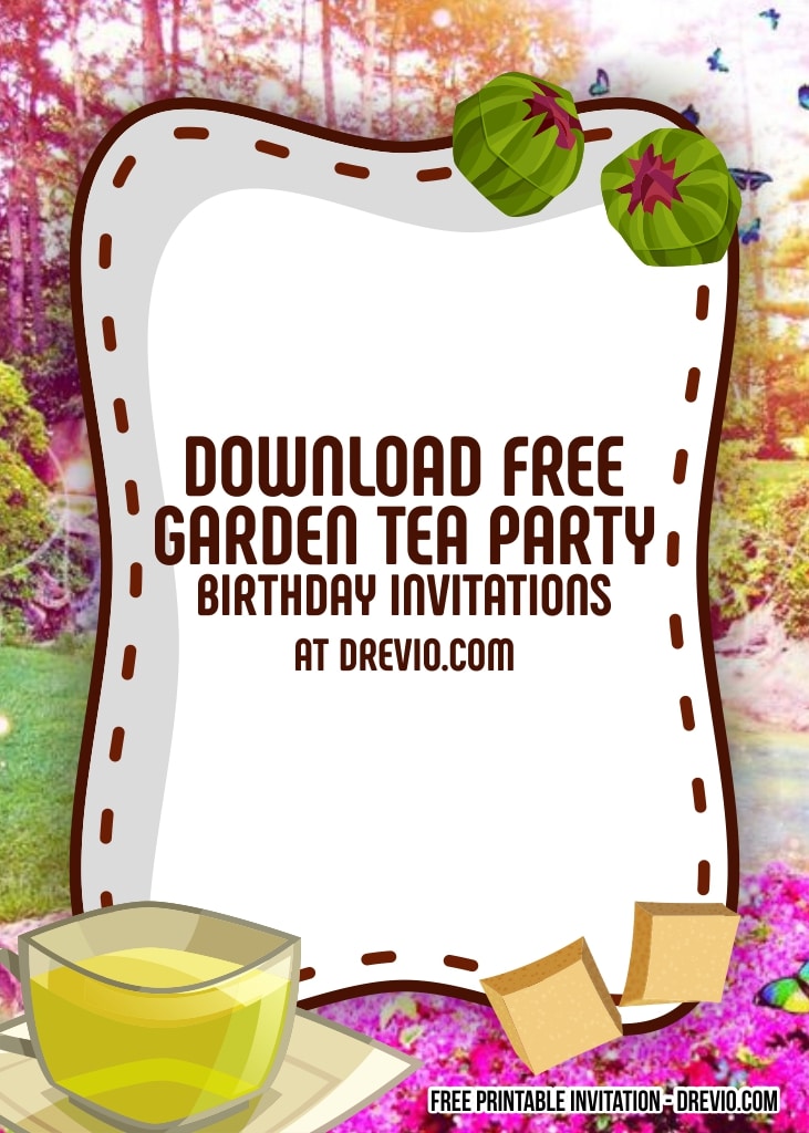 FREE Garden Tea Party Birthday Invitation