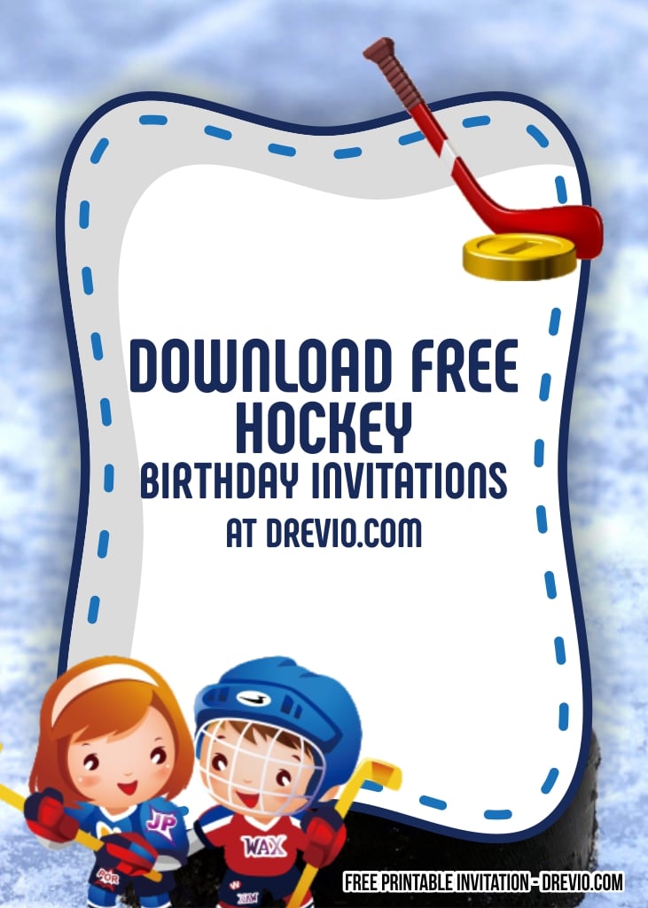 FREE Editable Hockey Birthday Invitation