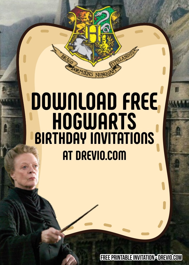 FREE Editable Hogwarts Birthday Invitation