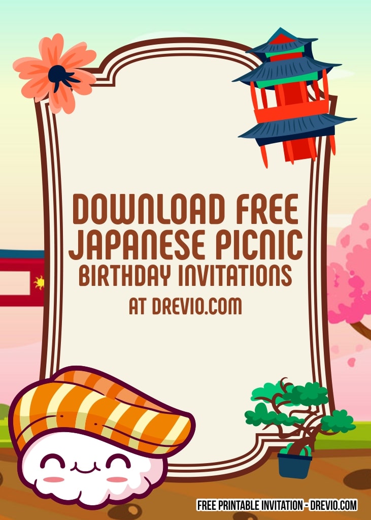 FREE Editable Japanese Picnic Birthday Invitation