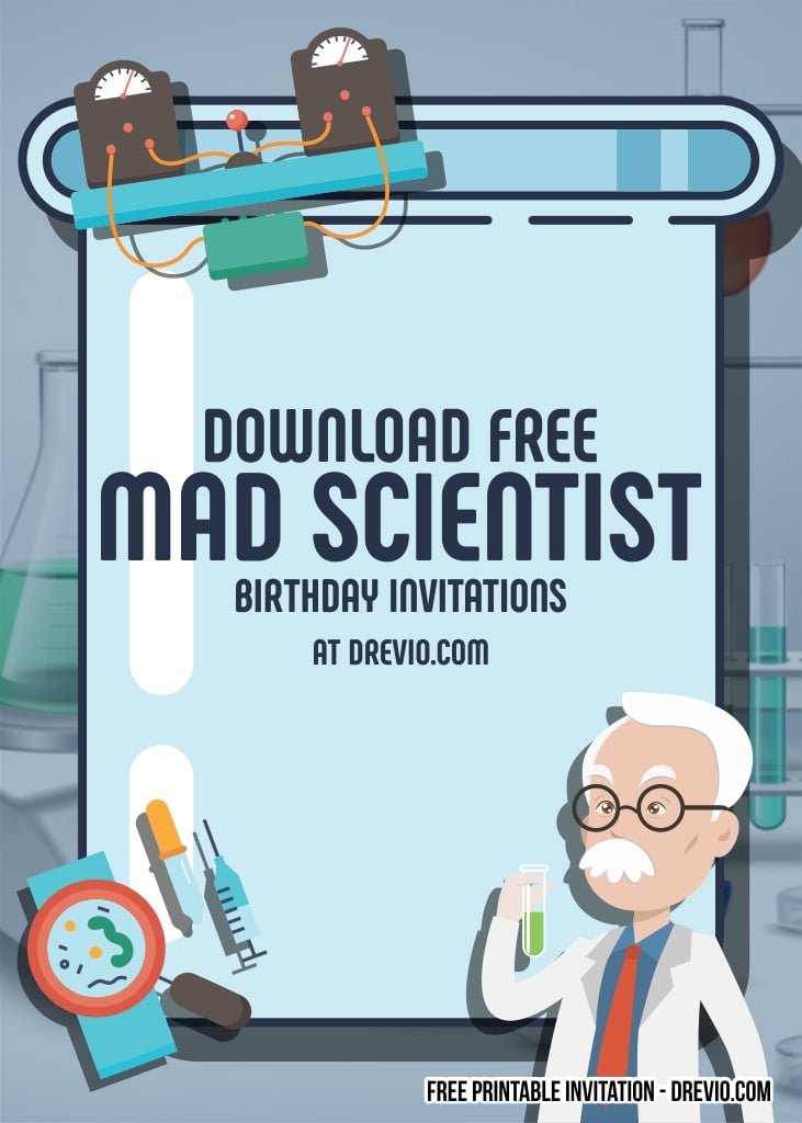 FREE Editable Mad Scientist Birthday Invitation