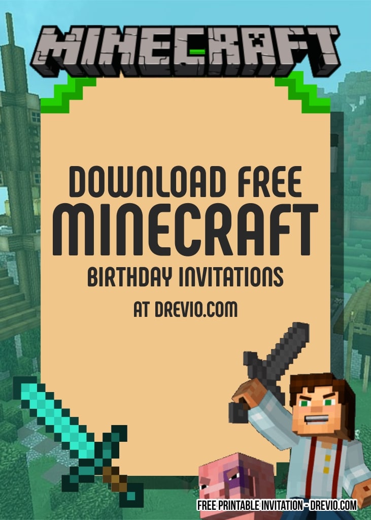 FREE Editable Minecraft Birthday Invitation