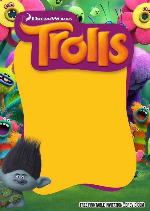FREE Editable Trolls Birthday Invitations