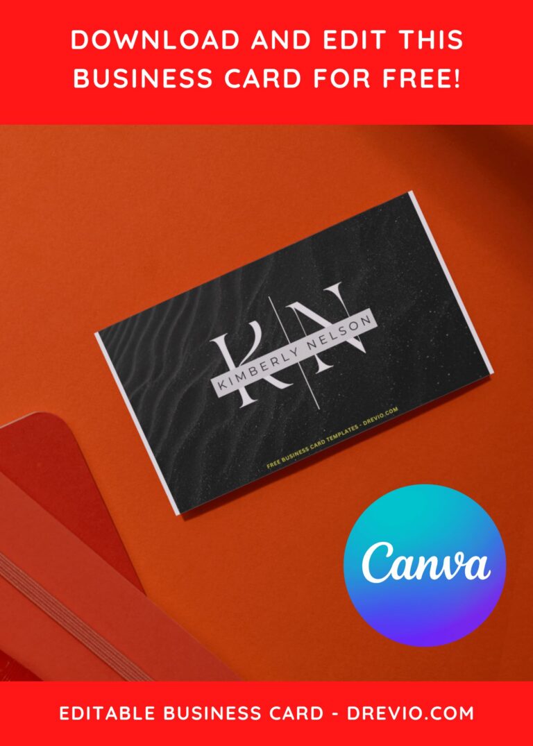 10+ Inspiring Black & White Monogram Canva Business Card Templates J