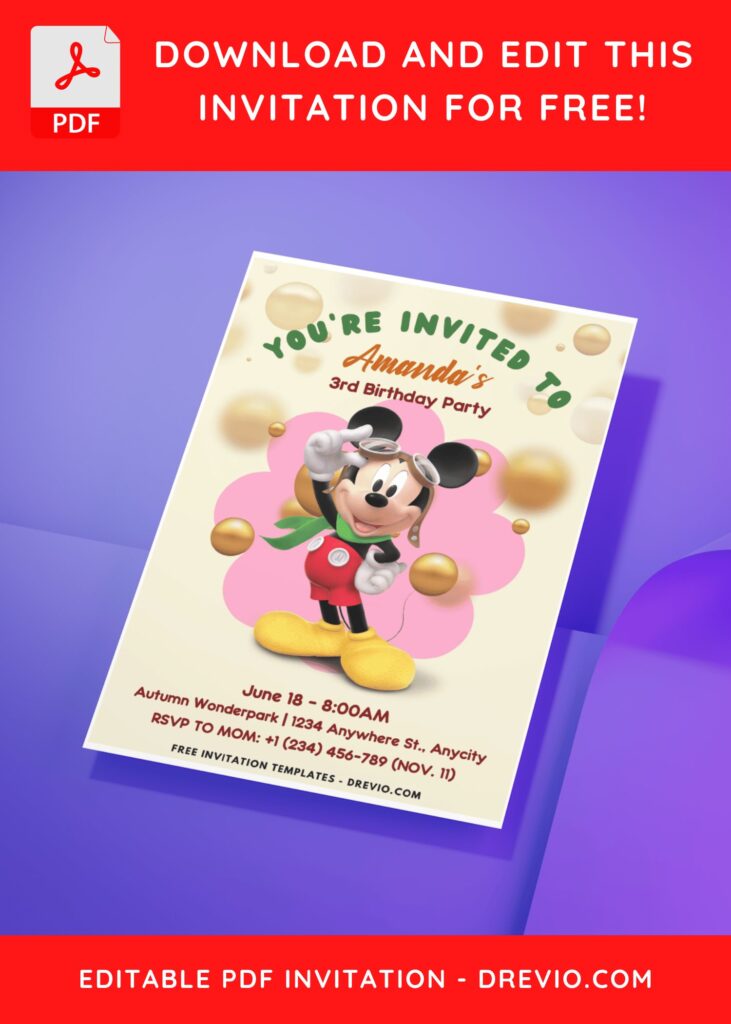 Mickey Mouse Invitation Templates For Fun And Enjoyable Kids' Parties H