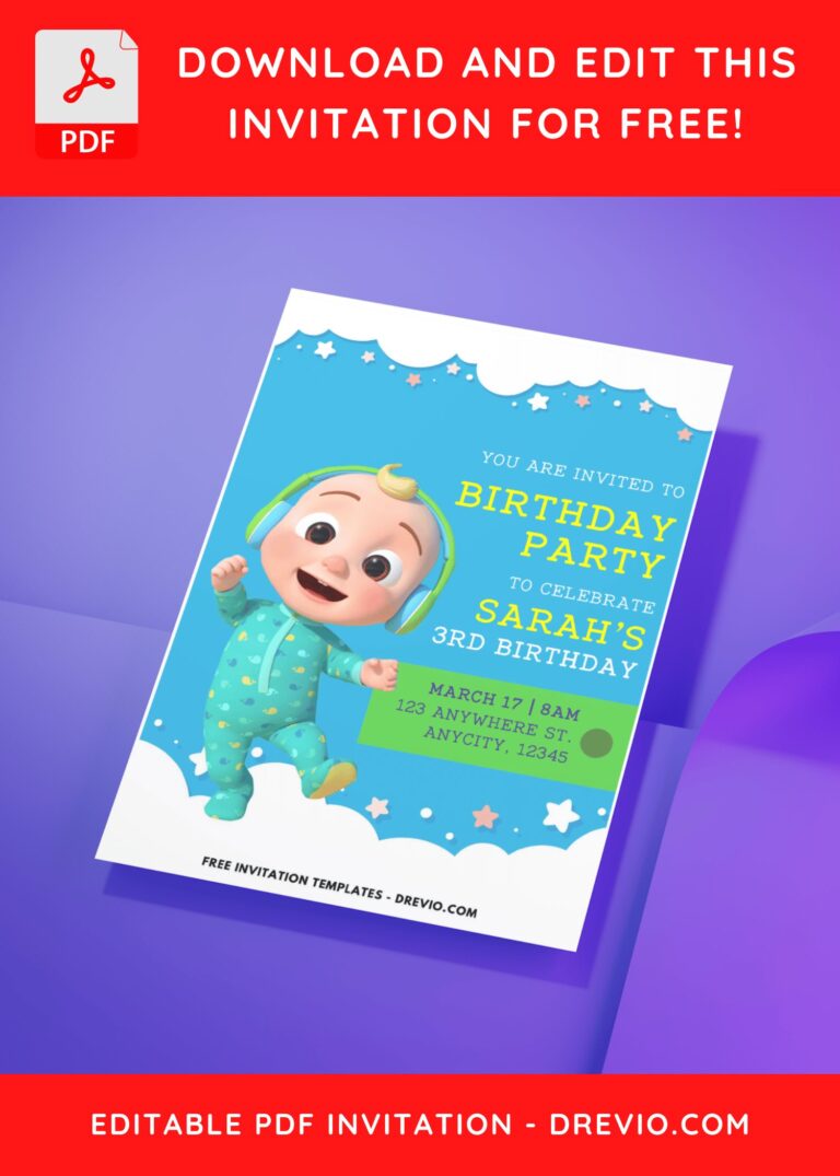 (Easy Edit PDF Invitation) Cocomelon Birthday Invitation