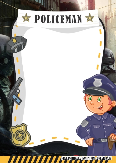 FREE Editable Policeman Birthday Invitation