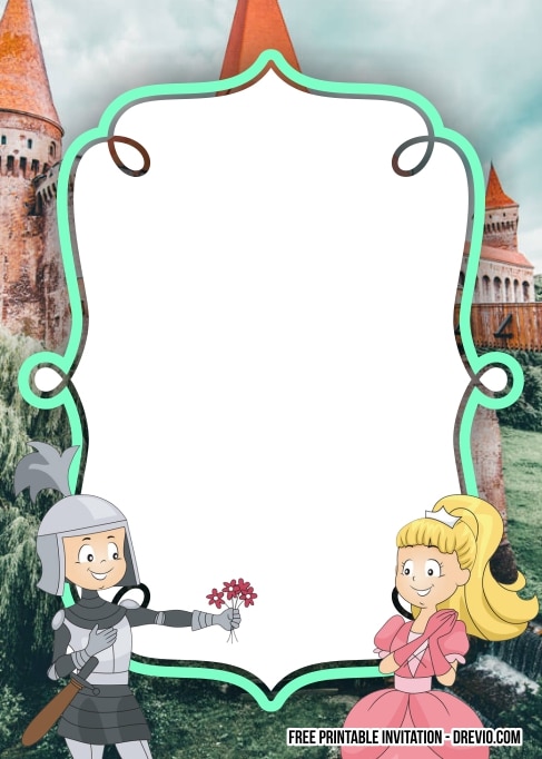 FREE Editable Princess and Knight Birthday Invitation 