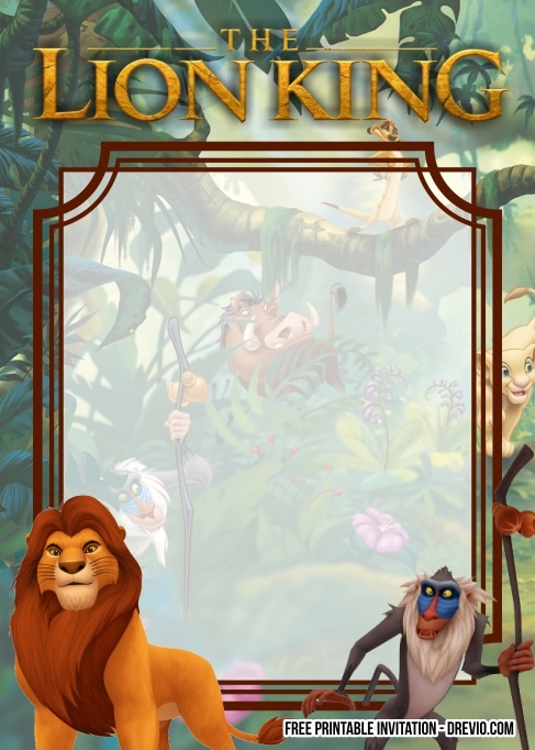 FREE Editable The Lion King Birthday Invitation