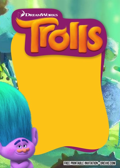 FREE Editable Trolls Birthday Invitations