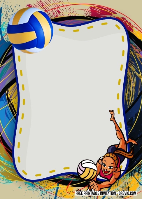 FREE Editable Volleyball Birthday Invitations
