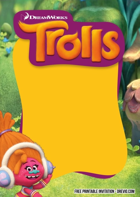 FREE Editable Trolls Birthday Invitations