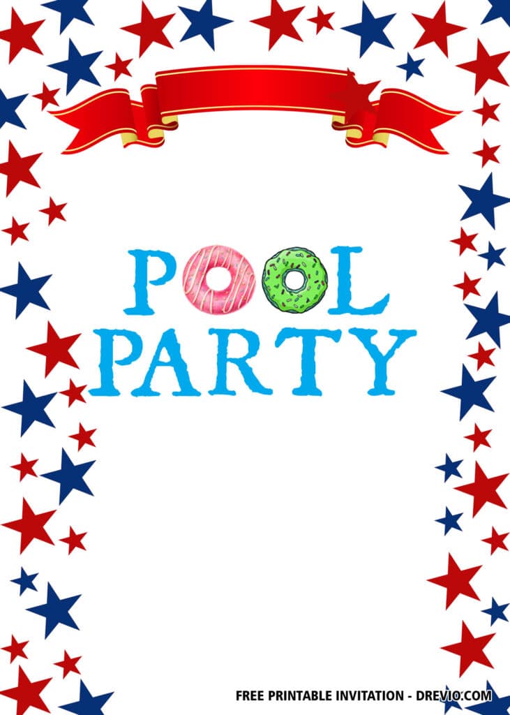 FREE 4th of July Pool Party Invitations