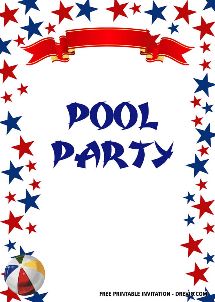 FREE 4th of July Pool Party Invitations