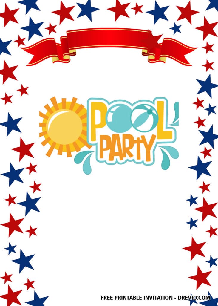 FREE 4th of July Pool Party Invitations
