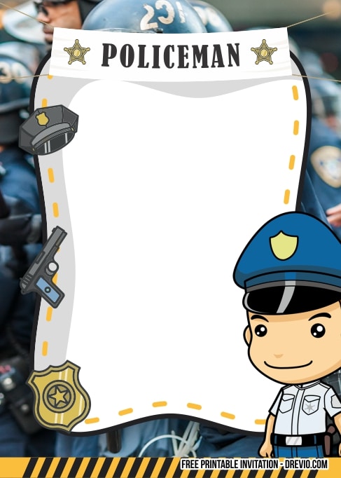 FREE Editable Policeman Birthday Invitation