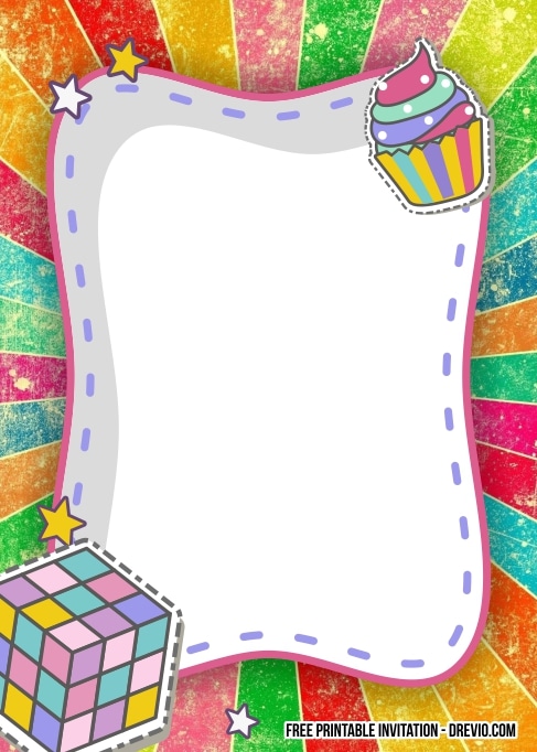 FREE Editable Rainbow Pamper Birthday Invitation