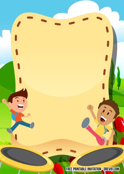 FREE Editable Trampoline Birthday Invitations