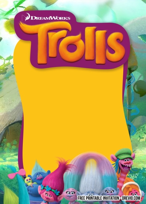 FREE Editable Trolls Birthday Invitations
