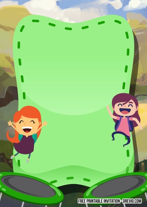 FREE Editable Trampoline Birthday Invitations